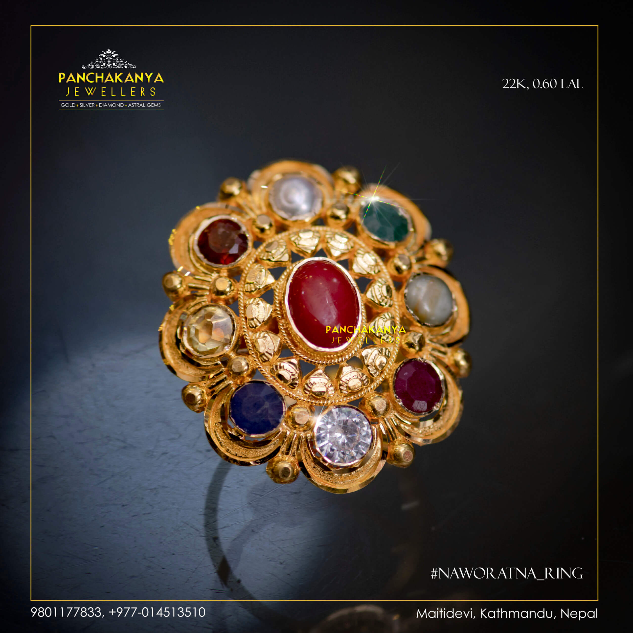 Buy 22Kt Luxury Diamond Navaratna Ring For Men 151VG4486 Online from  Vaibhav Jewellers